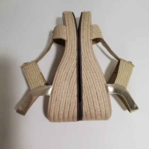 Vionic Calera Platform Sandals Womens 9 Gold Leather Espadrille Ankle Strap 2.5" - Picture 6 of 16